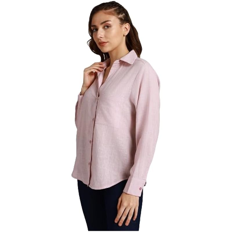 HIGH STAR Women's Oversized Fit Shirt (HSWSHW23509_PN_Pink