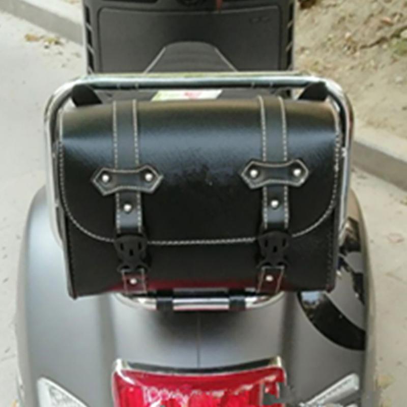 Motorcycle Barrel Bag Retro Motorcycle Saddle Bag Handlebar Tool Bag Water-Resistant 2 Straps Fork Bag PU Leather For Bike