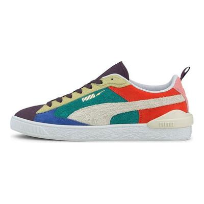 Suede Bloc Wtformstrip Color Block Tênis Leves de Cano Baixo Unissex Roxo Azul Verde 381184-01