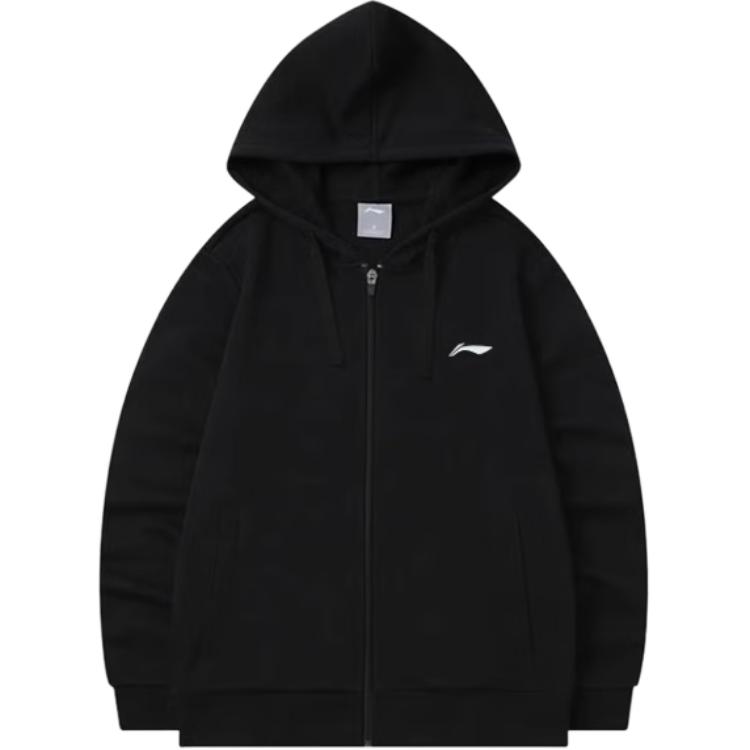 

Li-Ning Однотонная толстовка с капюшоном на молнии, мужские толстовки черного цвета YWDU569-1 S