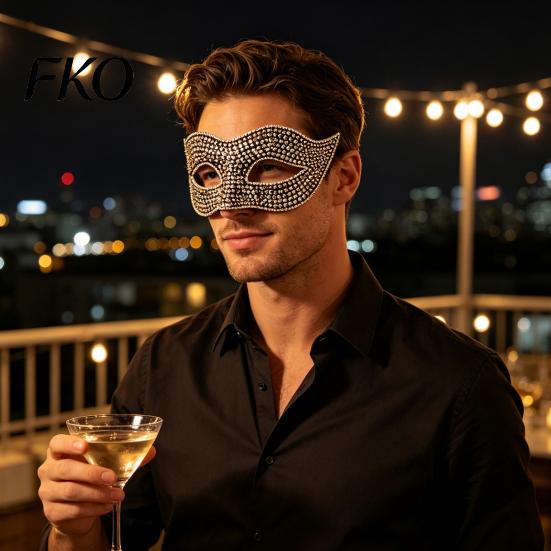 Soft Fit Masquerade Masque Bling Rhinestone for Women, Sparkly Venetian Party Half Shining Style Face Eye Halloween, Mardi Gras, Prom Ball Costume