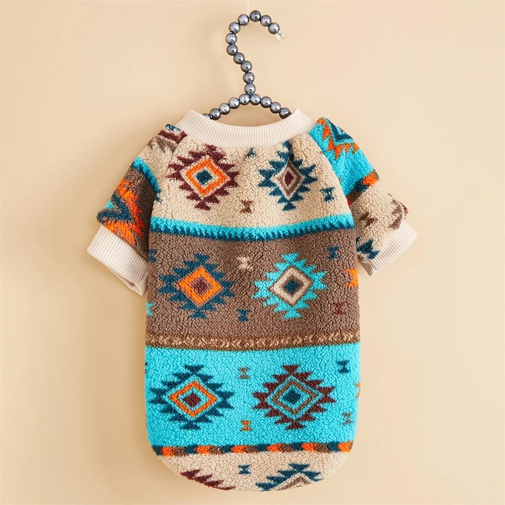 Ethnic Style Pet Clothes for Small Dogs Winter Warm Puppy Dog Cat Sweater French Bulldog Pomeranian Clothing Mascotas Pullovers