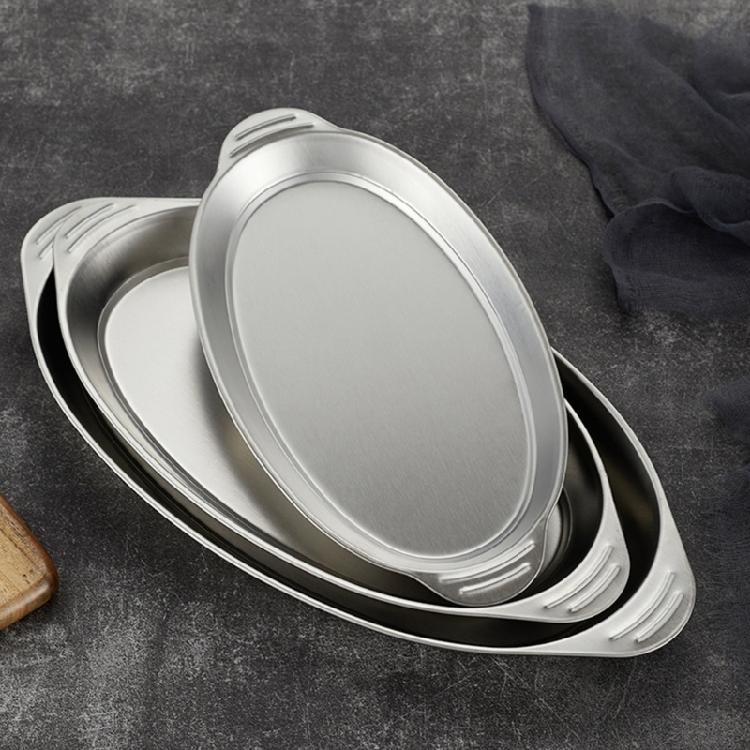 Commercial Stainless Steel Serving Tray With Wide Handles Spacious Oval Designs For Buffets Catering And Home Cooking