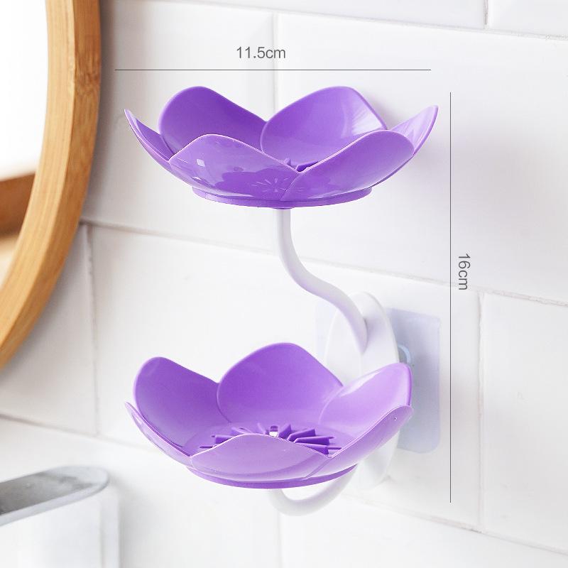 Lotus-Shaped Silicone Soap Dish with Two-Tiered Drainage System
