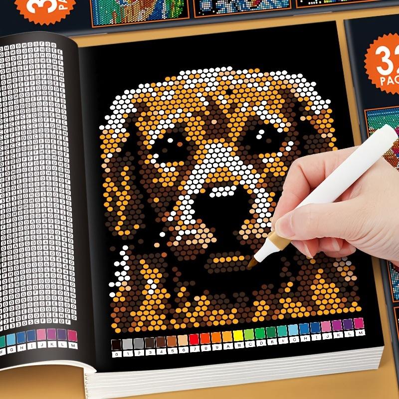 24 Seiten Mystery Mosaik Malbuch nach Zahlen für Erwachsene Pixel Art Stressabbau Handbemalung