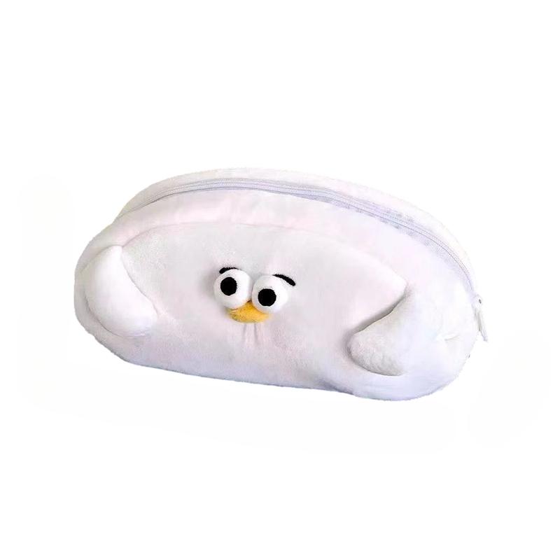 Cartoon Seagull Plush Pencil Case Large Capacity Cute Storage Bag Girls  Student Stationery Bag Office Supplies Organizer