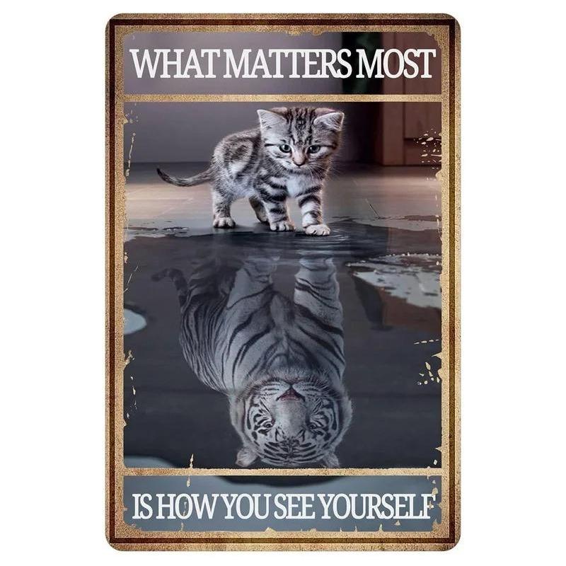 Funny Cat Retro Poster, Aluminum Metal Wall Decor 20x30cm