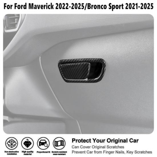 For Ford Maverick 22-25 Carbon Co-Pilot Organizer Storage Box Handle Trim Covers