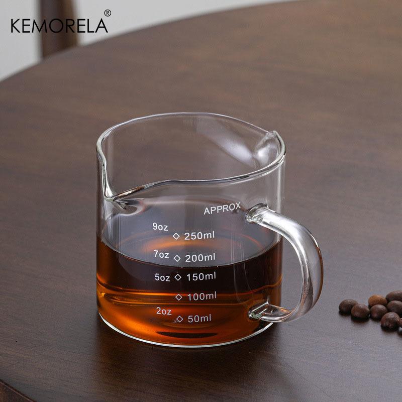 75/150ML Szklana Miarka z Uchwytem Filiżanka do Espresso i Mleka Kubek Kuchenny ze Skalą Dokładny Pojemnik do Gotowania Pieczenia Barista