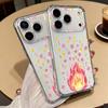 Shockproof Transparent Phone Case For iPhone 17 Air 16 15 14 13 12 11 Pro Max Plus Mini Sketch Small Flame Painted Cases Cover