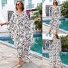 European & American Cotton Print Plus Size Loose Beach Dress Cover-Up for Women