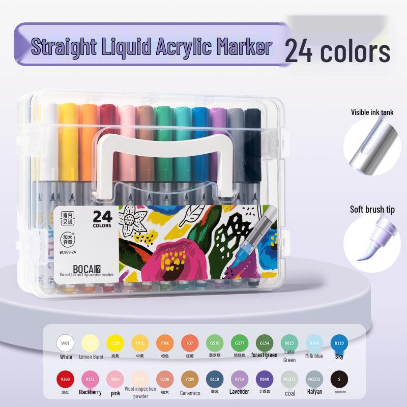 Large Capacity Quick-Dry Liquid Acrylic Marker - Soft Tip, Opaque, Stackable, Colored Pen for Students