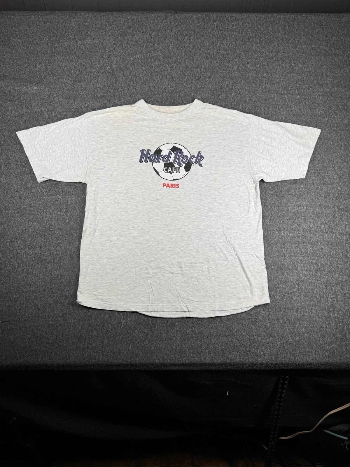 Hard Rock Cafe Paris Shirt Mens XL Gray Soccer S