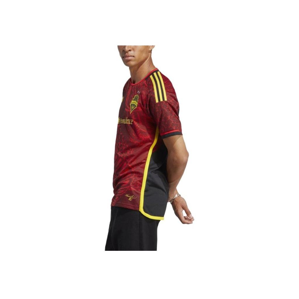 Adidas Logo Print Crew Neck Straight Fit Sports Short Sleeve T-Shirt Men Tops Red IL8576