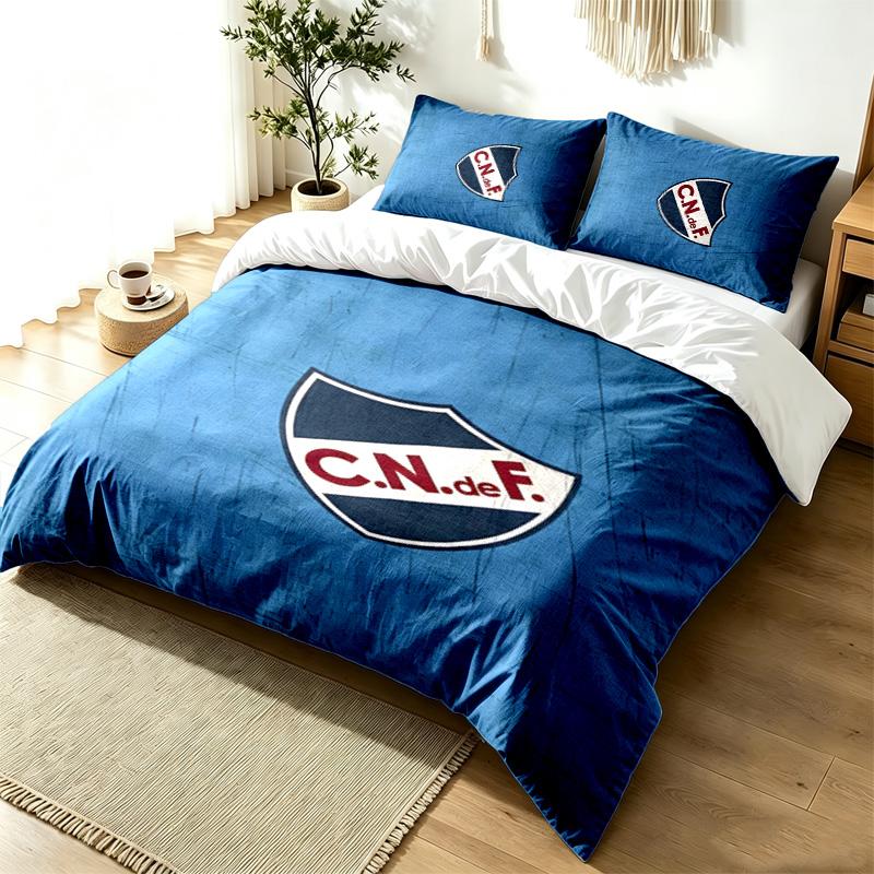 Club Nacional Football 3pc Duvet Cover Set Simple Modern Bedding Set Wrinkle Resistant Soft Fabric All Season Use a Perfect Gift
