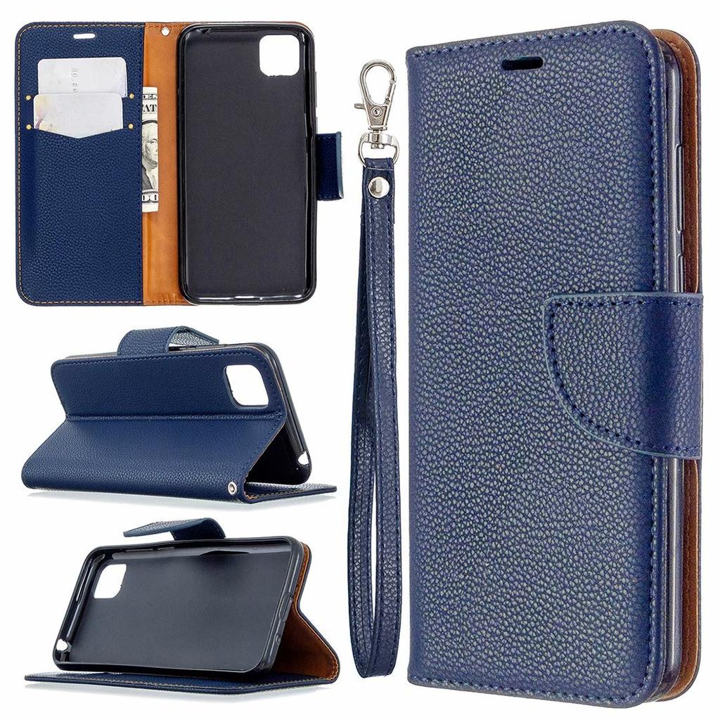Suitable for Sony L4 mobile phone leather case, Huawei Y6P solid color lychee pattern card wallet protective case Honor 9A