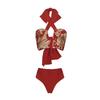 European-American Halter Tie Bikini with Cutout Design - Women’s Two-Piece Swimwear
