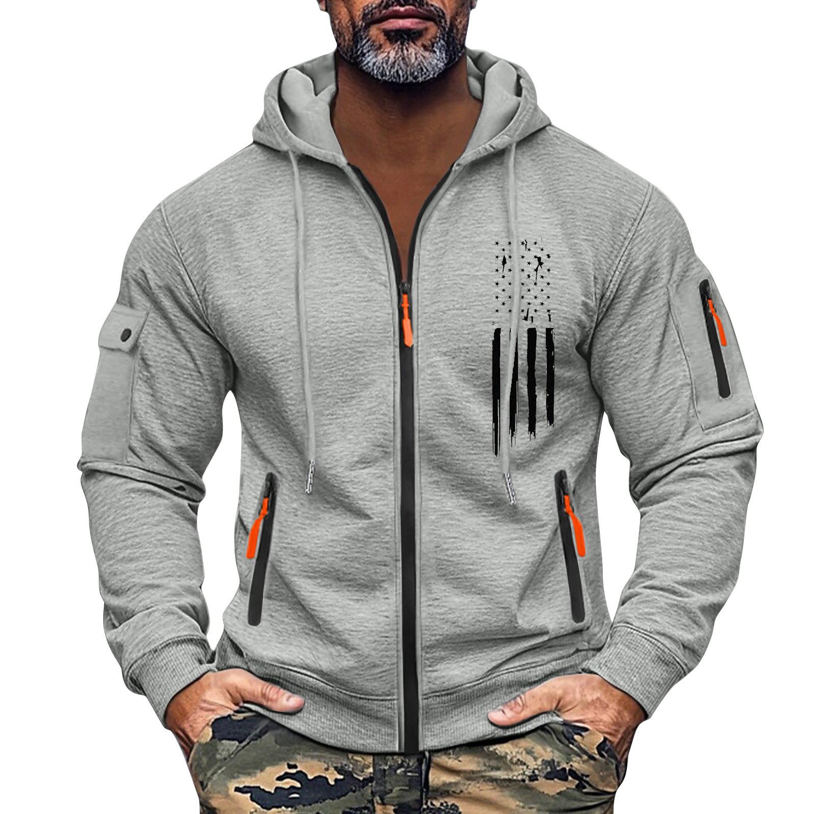 

Мужская толстовка с капюшоном на молнии, карманный кардиган, мужская спортивная повседневная толстовка большого размера XXXL