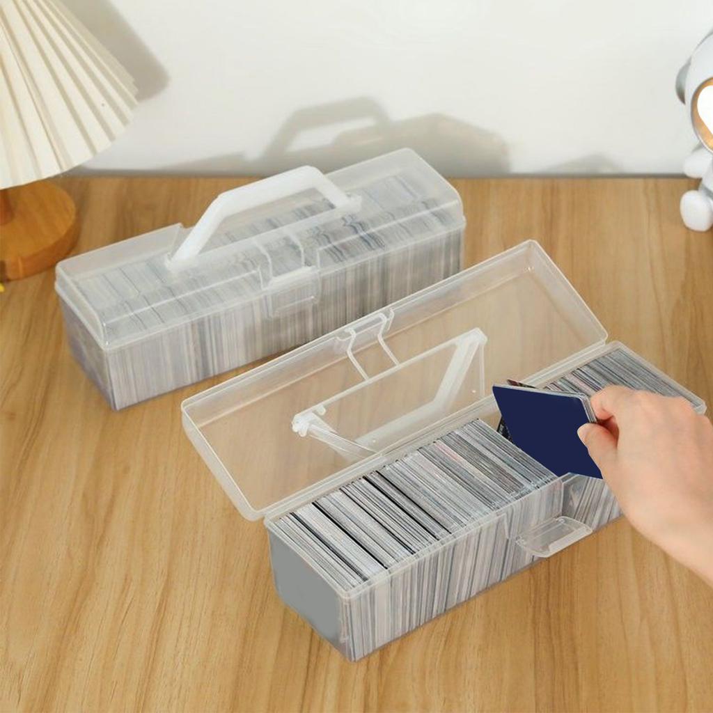 Game Card Organizer Plastic Handheld Flip Lid Large Capacity Transparent Trading Card Storage Box for Home Office