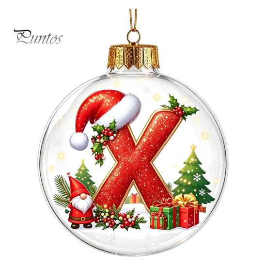 Winter Holiday Party Supplies 26?Letter Acrylic Christmas Ball Ornament, 3D Crystal Style Alphabet Decorative Ornaments for Fireplace Hanging