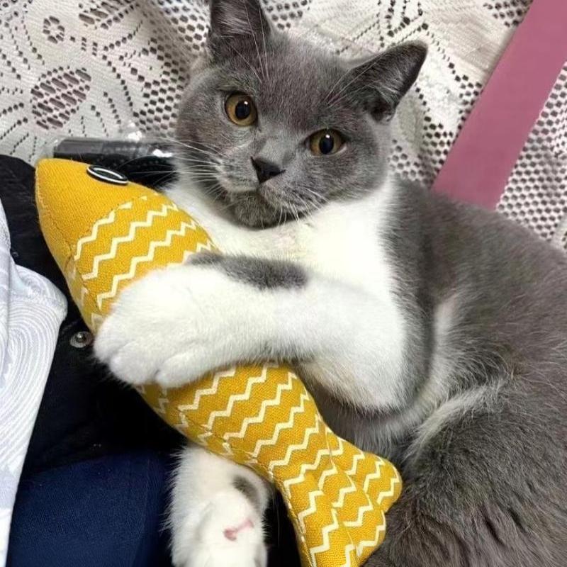 Cat Toy Self High Boredom Resistant Bite Clean Teeth Linen Fish Grinding Teeth Fun Cat Toy Cat Simulation Fish Toy Pet Supplies