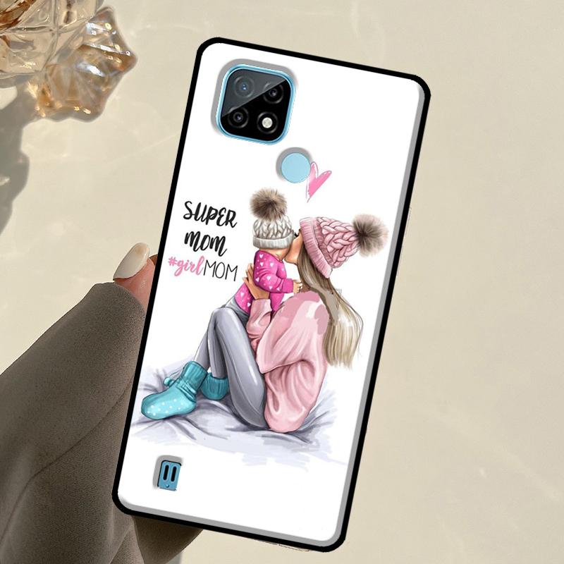 Baby Mother Brown Girl Family For Realme GT 7 Pro GT 6T 6 5 C67 C61 C55 C53 C51 C21Y C25S C75 10 11 12 13 14 Pro Plus Case