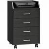 Office Storage Unit on Casters, 4 Sliding Wooden Drawers, 40 x 36 x 65 cm, Black
