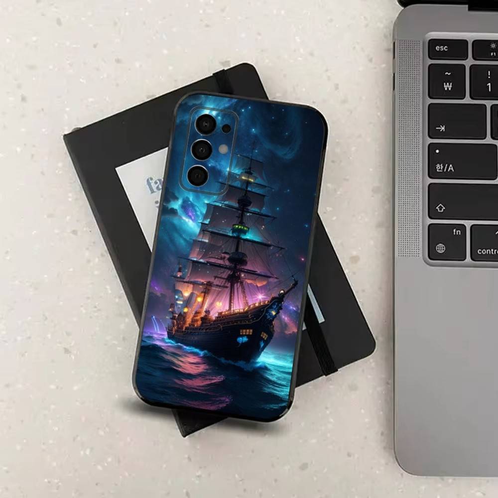 Pirate Ship Phone Case For Samsung Galaxy A73,31,32,72,41,J7,8,9,53,52,71,22,Note Soft Black Silicone Cover