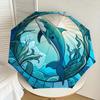 1PC Dolphin Stained Glass Automatic Open/Close Umbrella with Windproof, 8-Rib Sturdy Canopy, Durable Ribs, Fashionable Design,1248A