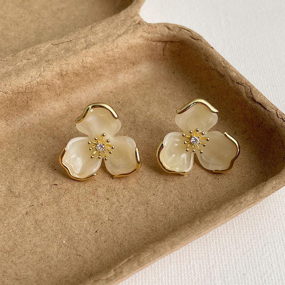 Caramel Amber Flower Tassel Earrings - Women's Luxury Long Dangle Earrings for Autumn/Winter