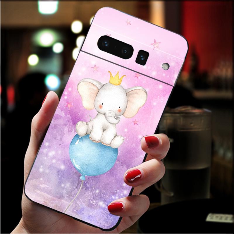 Cute Cartoon Baby Elephant Phone Case For Google Pixel 8 7 Pro 7A 7 6A 6 Pro Pixel 8A 4A 3A 4 XL Pixel 5 6 4 3 3A XL