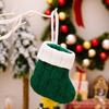 Red/Green Christmas Knitted Green Sock Handmade Mini Christmas Tree Hanging Mini Socks Decorative with White Top