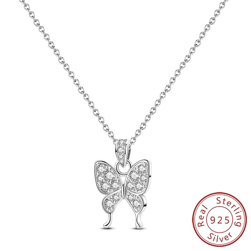 Copper Metal Chain Necklace Angel Wing Butterfly Pearl Heart Cross Necklace Designed For Women Trendy Fashion Simple Neck Chain High Quality Fine