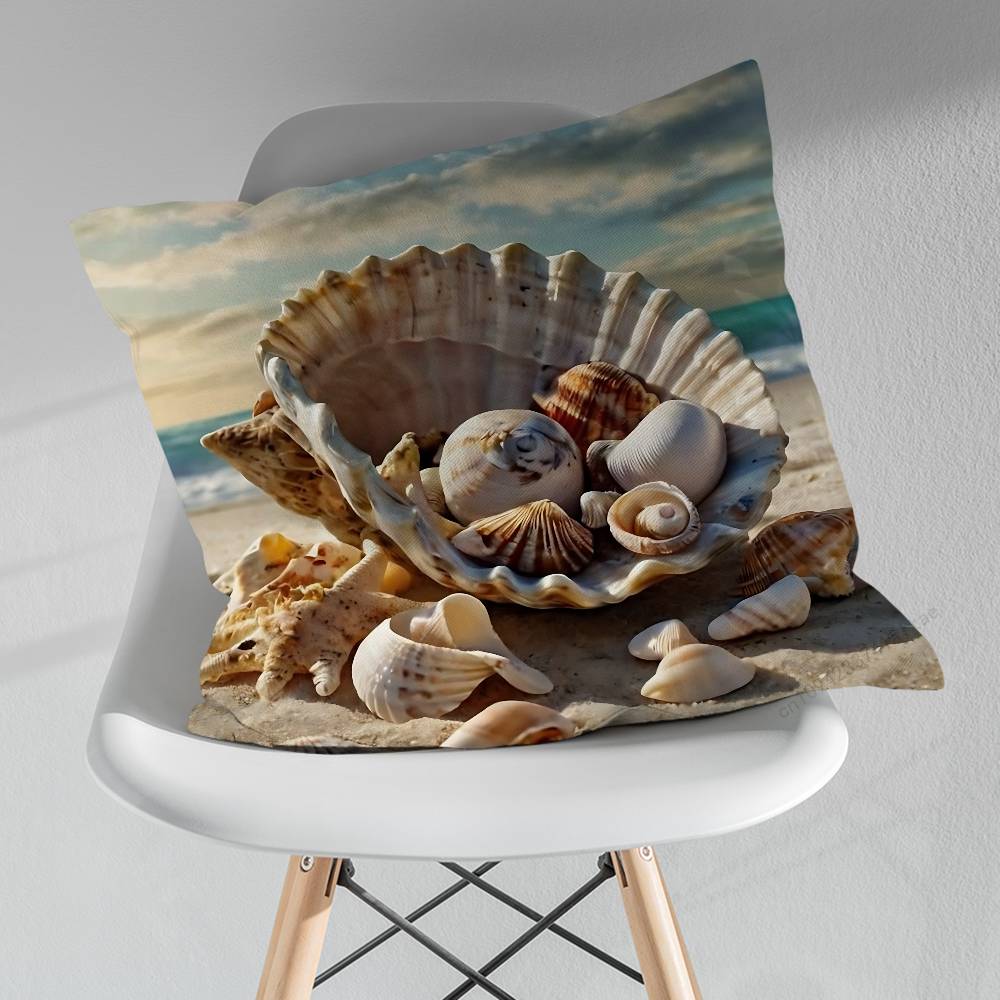 Sunset Beach Shells Starfish Pillow Case For 30x30cm45x45cm55x55cm For Home Bedroom Decoration And Protector