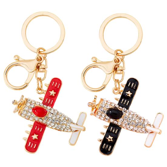 Sparkling Airplane Keychain for Women Girls Cute Rhinestone Airplane Keyring Pendant Handbag Purse Charm for Bag Wallet
