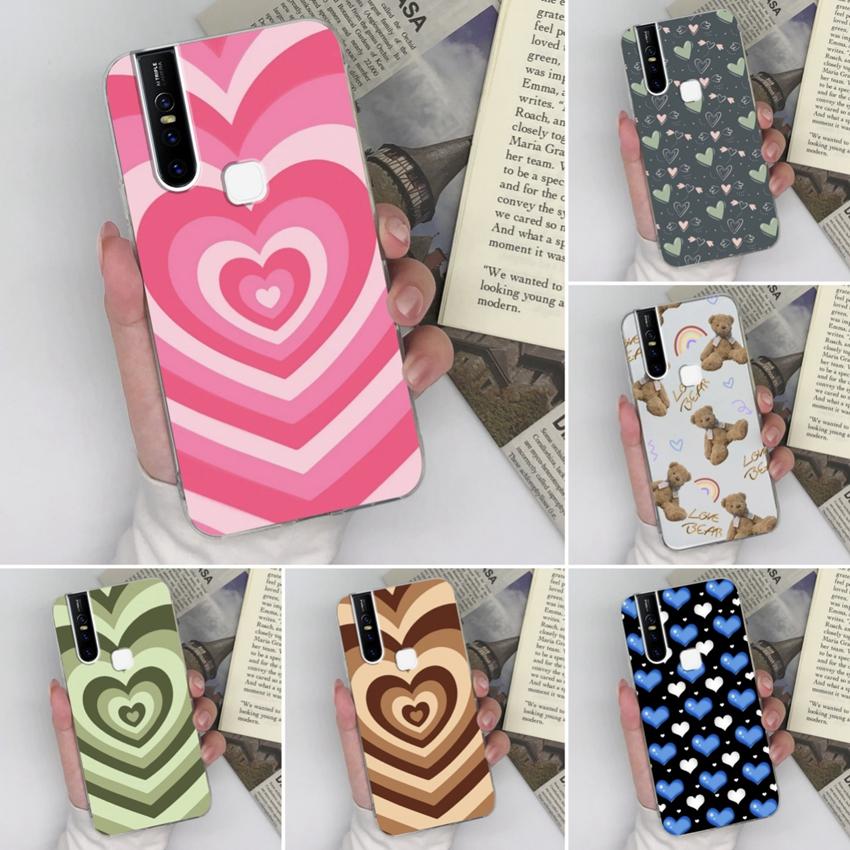Pro Vivo V15 V19 V20 V21 V27 U20 S15 Pouzdro na telefon Barevné vzory srdíček Odolné proti nárazům Silikonové Měkké Průhledný Zadní kryt Pro pouzdro na mobil Vivo