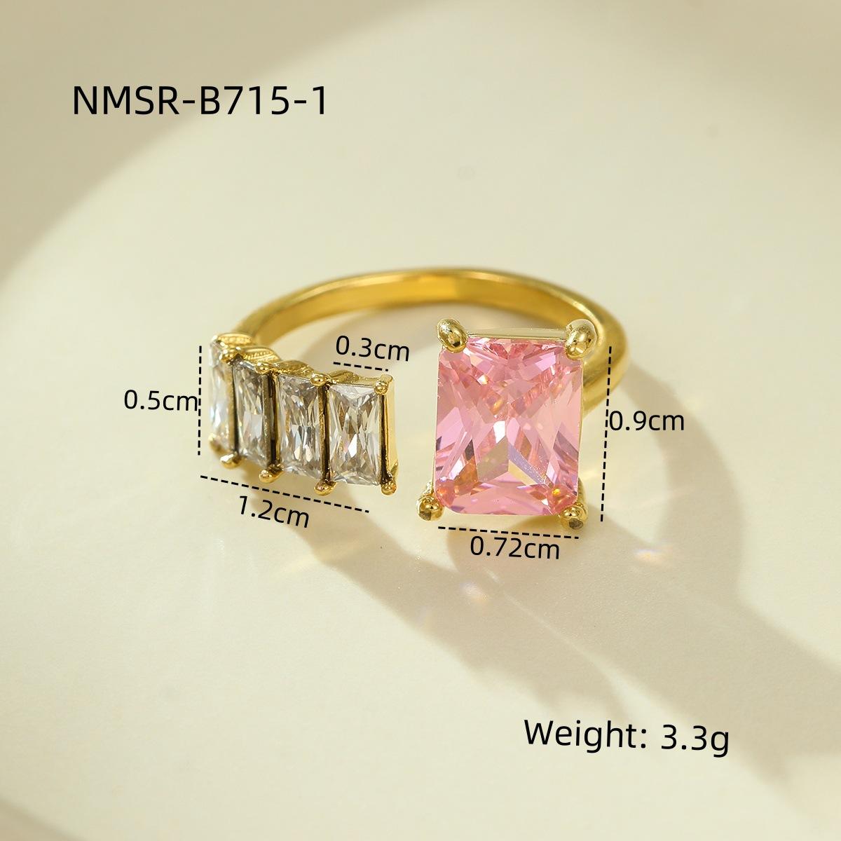 GEMCHIC Women s Titanium Steel Square Zircon Open Ring Adjustable Stainless Steel Heart Round Ring
