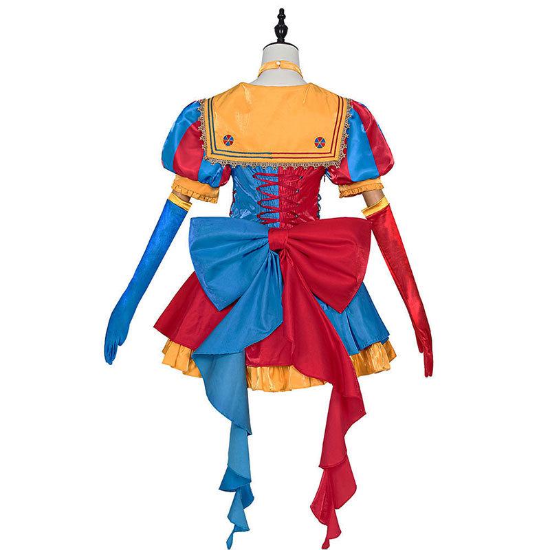 Der Erstaunliche Digitale Zirkus Pomni Lolita Cosplay Kostüm Damen Narren Clown Kleid Komplettes Set Halloween Karneval Kostüm