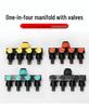 Car Wash 4/6-Point Diverter, 1" Faucet Connector, 5-Way with Ball Valve