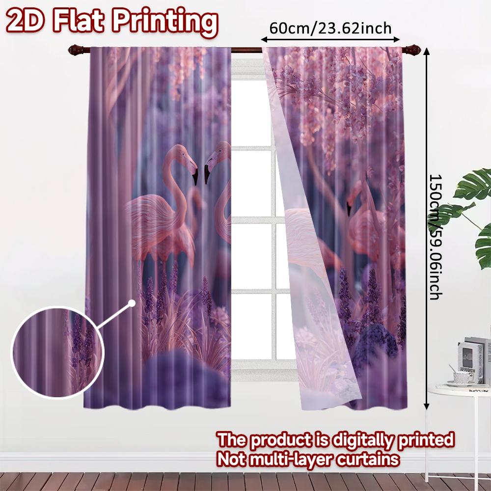 2pcs, 2D FLAT PRINTING Curtains (Without Rod) Pink Paradise Christmas Festival Creative Curtains Versatile Fabric Curtains