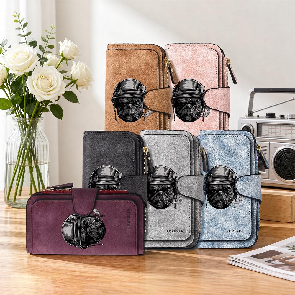 Cool Pug Print Long Wallet Fashion Multi Slot Card Holder Casual Portable Purse for Daily Use