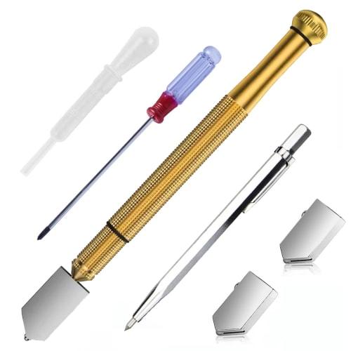 Glass Cutter Set, Glass Cutting Tool, Cuts Sheet Thicknesses 2-6mm, 6-12mm, 12-20mm, Steel Blade with Non-Slip Handle, Super Hard Oil Glass Cutter (Go