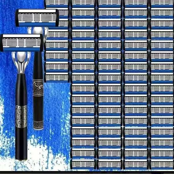 Men's Manual Razor with 6-Layer Stainless Steel Blades and Metal Handle for Cross-Border Dropshipping