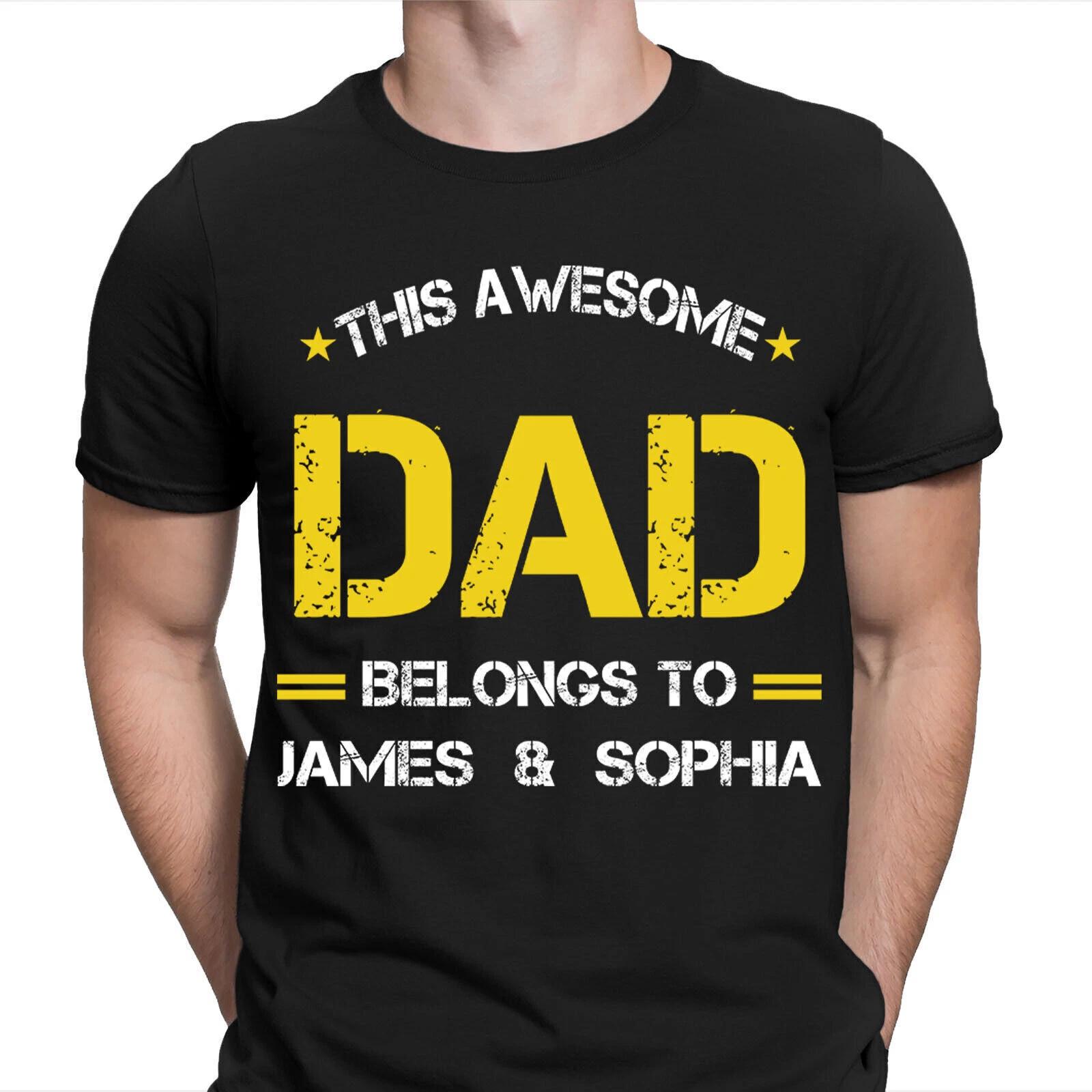 This Awesome Dad Belongs To Personalised Fathers Day T Shirt Birthday Gift #FD 3XL