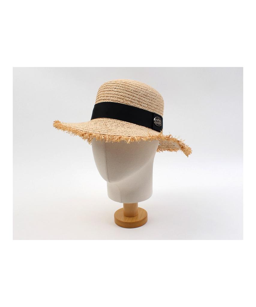 Yunibeosyeolkemiseuteuli Sv Metal Round Natural Raffia Hat Raffia Hat