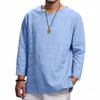 Men's Spring 2026 V-Neck Long Sleeve Linen-Cotton Casual Shirt