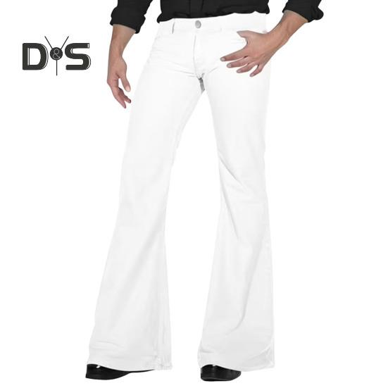 

Мужские расклешенные брюки с 4 карманами, средней посадки, однотонные, с застежкой-молнией на пуговицы, длинные брюки для работы, путешествий, отдыха M белый