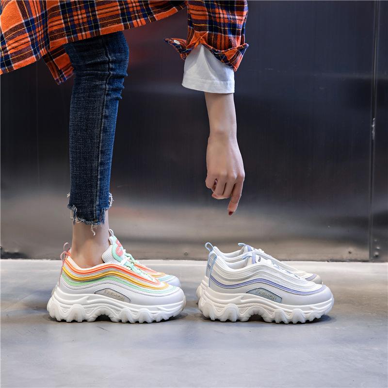 Absorbent Sole Dad Shoes Women's Spring 2025 New Thick-soled Heightening Sports Shoes Women's Running Breathable Casual Women's Shoes Tide