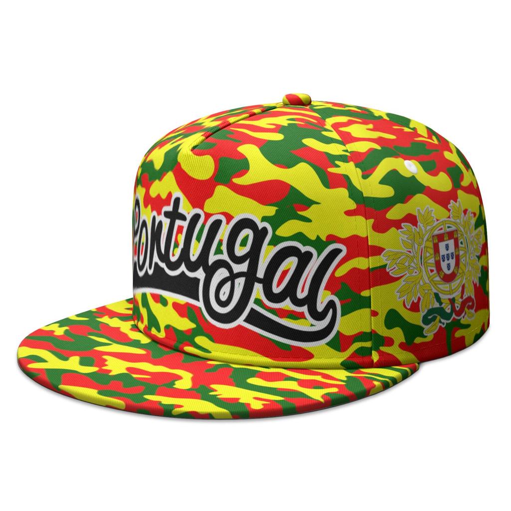 Portugal Free Custom Name Number Logo Flat Brimmed Cap Nation Flag Pt Portuguese Country College Print Photo Hip-hop Hat
