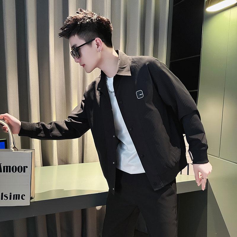 Men s Trendy Lapel Jacket: Stylish & Handsome Autumn/Winter 2025 Casual Outerwear Large чёрный